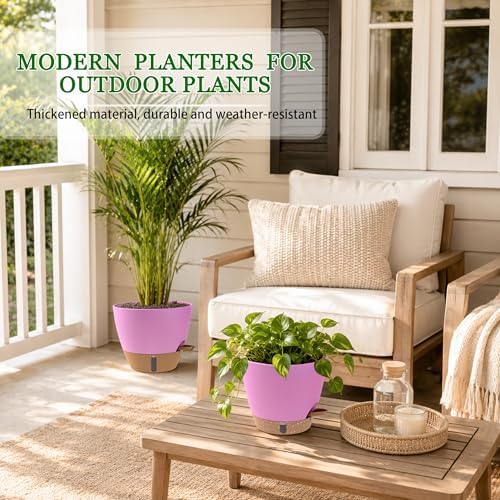 Self Watering Pots for Inoor Ourdoor Plants 10/9/8/7/6.5 Inch, 5 Pack