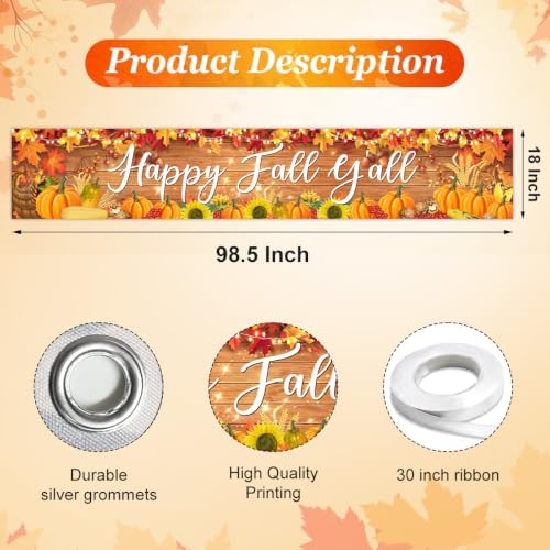 Fall Banner Happy Fall Yard Banner Rustic Pumpkins Sunflowers Outdoor Decor