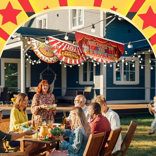 6 Pcs Halloween Circus Carnival Decor Bunting Welcome Carnival Half Banner