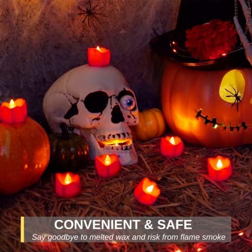 Homemory 24Pcs Halloween Red Dripping Flameless LED Candles,1.58"x 1.2"