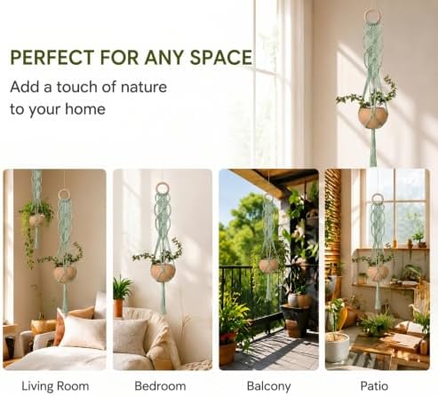 Shappy 1 Pack Boho Macrame Plant Hanger for Indoor