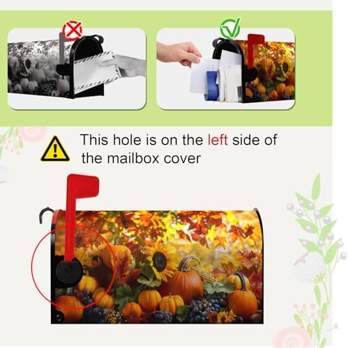 Fall Autumn Pumpkin Mailbox Cover Magnetic Large Size 25.5X21 Inch Harvest Maple Leaves Letter Box Cover Yellow Pumpkins Fall Mail Wraps Post Garden Decorations