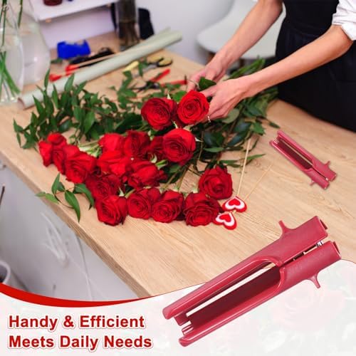 M METERXITY 1-Pack Rose Thorn Stripper Tool, Plastic Metal Flower Stem Leaf Thorn Stripper for Bouquets Pruning Branches/Floral Arrangement, Flower Stripping Tool Remove [Rose Red]