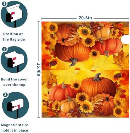 Kawani Fall Magnetic Overside Mailbox Covers 25 X 21 Inch Autumn Harvest Sunflower Mailbox Wraps Cover Farmhouse Seasonal Letterbox Covers Mailbox Decorations for Home Garden Yard Outdoor Outside