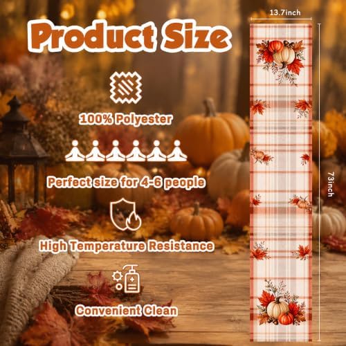 Thanksgiving Decorations - Pumpkin Maple Leaf Table Runner | Fall Decor