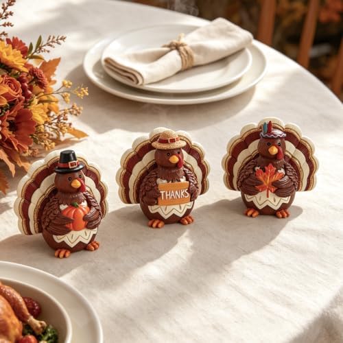 WDS WONDROUS Thanksgiving Turkey Resin Decor Set of 3