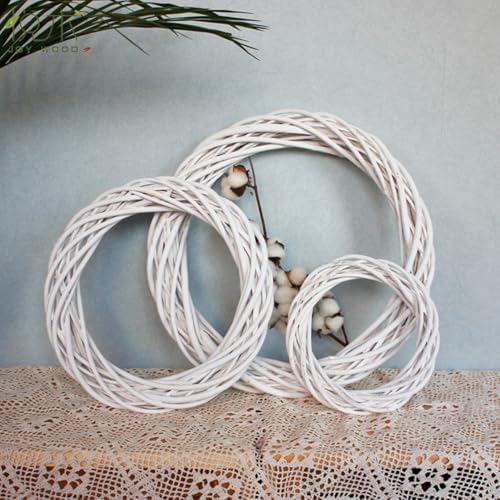 2Pcs Grapevine Wreaths, Willow Woven Round Wreath, White, 8IN