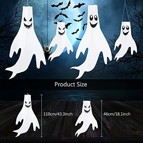 Shappy 4 pcs Halloween Ghost Decorations Windsocks Hanging Outdoor Yard