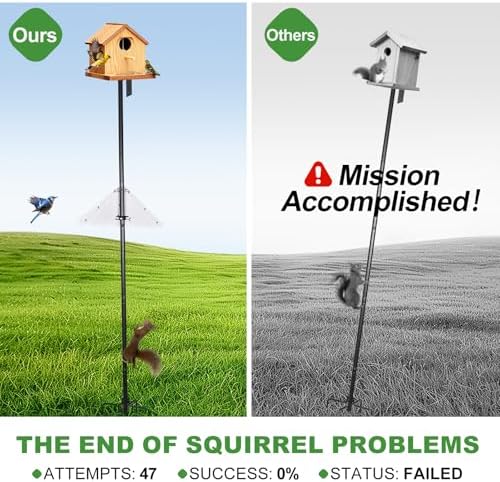 92" Bird Feeder Pole, Heavy-Duty Bird Feeder Pole with Squirrel Baffle