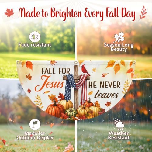 FLAGWIX Christian Fall Bunting Flag 1.5x3ft, Pumpkin Outdoor Decor
