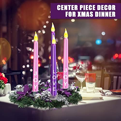 Purple Ribbon Christmas Advent Wreath 13inch, Purple Advent Candle Holder,advence Wreaths Table Centerpiece Decor,Church Advent Wreath Candle Holder, Advenct Calendar Season Decorations