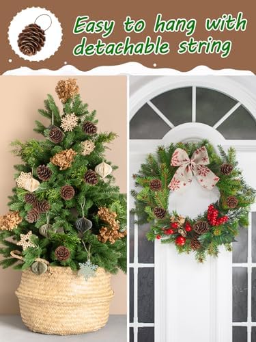 Apipi 1.2" Natural Small Pine Cones Fall Decor Christmas Ornaments, 40 Pcs