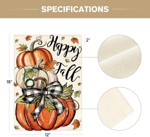 AVOIN colorlife Happy Fall Garden Flag 12x18 Inch Double Sided Outside