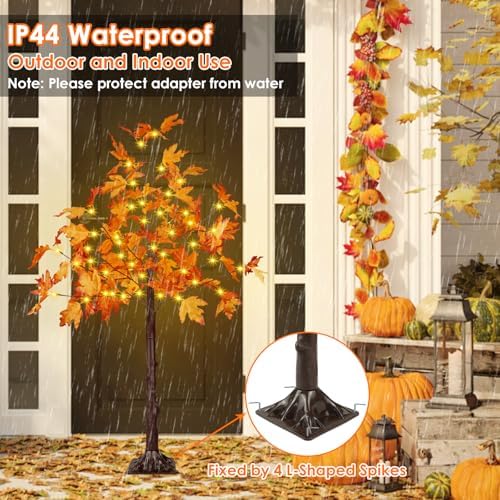4FT Lighted Maple Tree 50 LED Artificial Fall Tree for Home Decorations