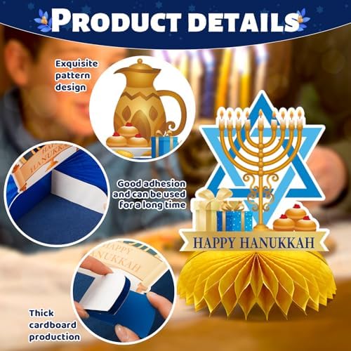 Hanukkah Table Decorations, 10Pcs Chanukkah Honeycomb Centerpieces