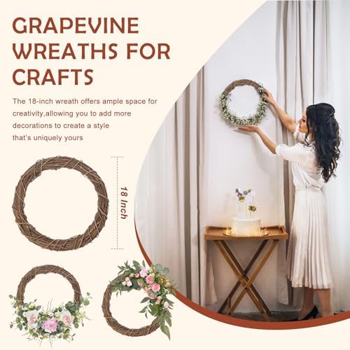 18 Inch Large Grapevine Wreath Base, 2 Pack