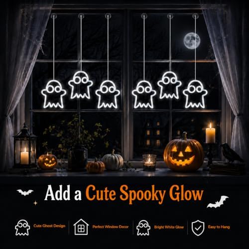 Hanging Window Lights, 39 LED White Ghost Shape