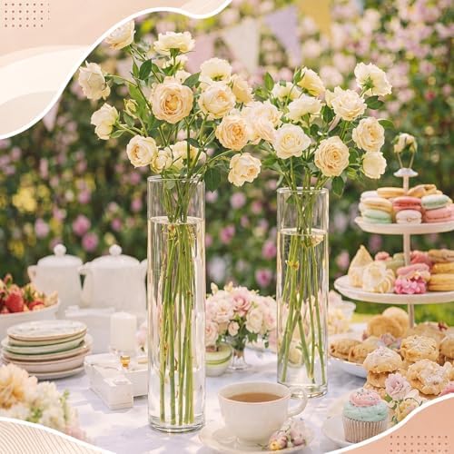 Nuogo 6 Pcs 16" Plastic Clear Cylinder Vase Acrylic Vase for Centerpiece
