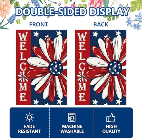 4th of July Garden Flag 12x18 Inch Double Sided