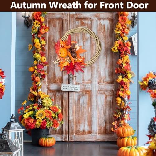 MALOKI 12 Inch Grapevine Wreaths DIY Plain Rattan Door Wreaths, Beige