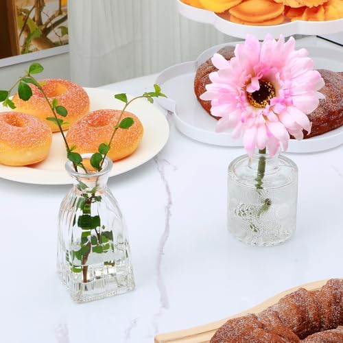 Glass Bud Vases Set of 4, Small Flower Vases for Wedding Centerpiece