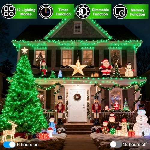 340 LED 90FT Christmas String Lights Outdoor, 12 Pro Modes with Timer