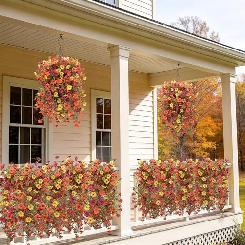 Hommyea Artificial Fake Fall Flowers Plants for Outdoors Mums Home Decor