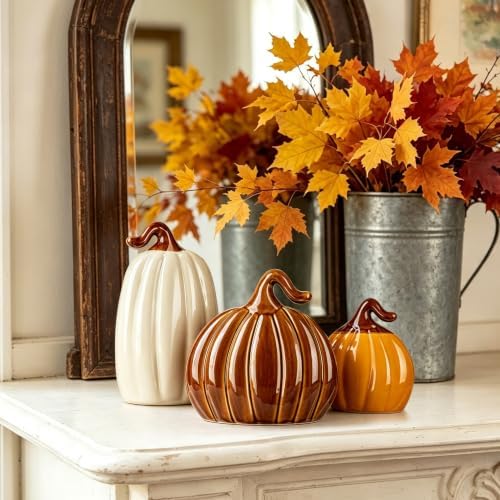 Ceramic Pumpkin Decor Fall Thanksgiving Farmhouse Pumpkin Table Centerpiece