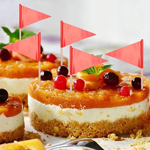 stidsds Solid Red Cupcake Toppers Flags Mini Small Plain Red Triangle Toothpick Stick Flag Blank DIY Color Decoration(100 pcs)