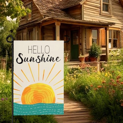 Summer Hello Sunshine Garden Flags 12x18 Double Sided Small Yard Flag for Outside Decorations Outdoor Lawn Flags