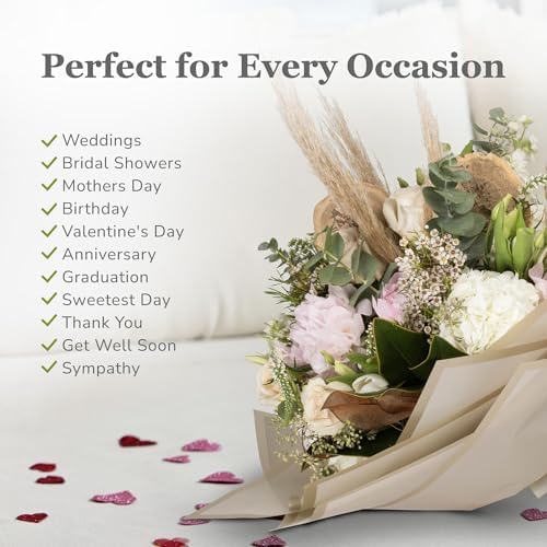 the florist Supply 20 Sheets Premium Flower Wrapping Paper | Waterproof Flower Wrapping Paper for Bouquets | Double Sided Floral Bouquet Sheets | DIY Gifts Borderline Khaki/Bronze