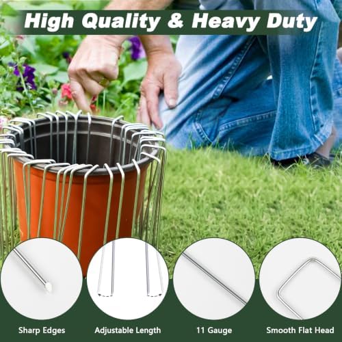 FEED GARDEN 6 Inch 25 Pack Galvanized Landscape Staples 11 Gauge Anti-Rust Garden Stakes SOD Pins Yard Stakes