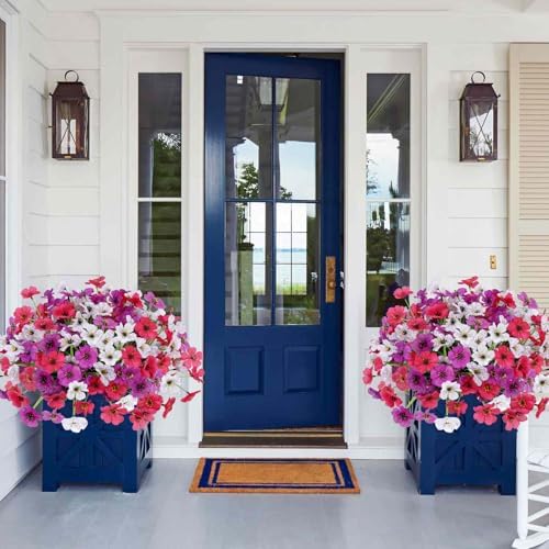 Geegoods Artificial Flowers for Outdoors, Purple White and Rose Red