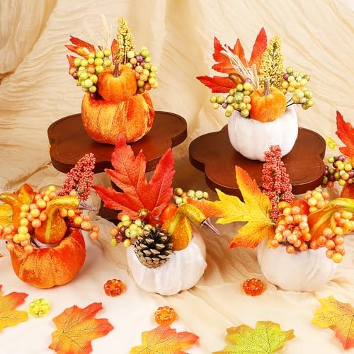 6 Pcs Artificial Fall Pumpkins Decorations Velvet Orange Pumpkin
