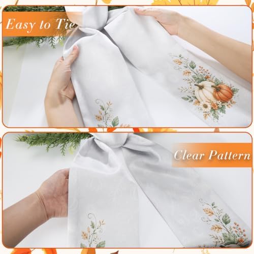 2 Pcs Pumpkin Fall Wreath Sash for Front Door Autumn Home Decor