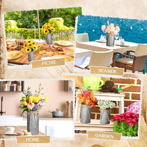 Zonon Farmhouse Vase Decor, Galvanized Flower Bucket,Black,9 Pcs