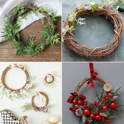 Natural Grapevine Wreaths Set,2 Pack I6 DIY Rattan Wreath Frame,Vine Branch Rings,Round Rattan Twig Wreaths Base,DIY Wreath Making Supplies for DIY Crafts,Xmas,Easter,Halloow,Thanksgiving