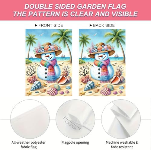 BlissYard Winter Garden Flag Beach Snowman Coastal Scene 12 x 18 Inch