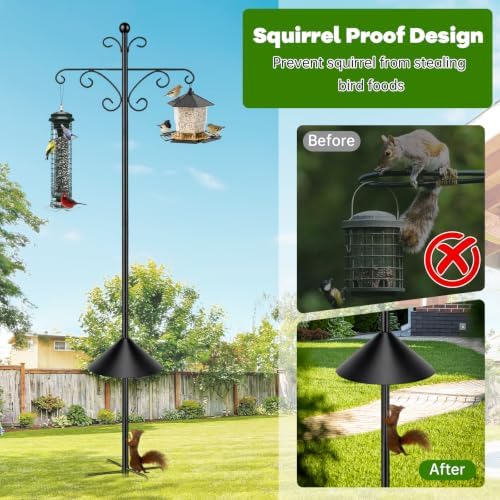 KOLAKO 2 Pack Shepherd Hooks for Outdoor,76 Inch Bird Feeder Pole Squirrel Proof Heavy Duty Double Shepherds Hook for Bird Feeder, Garden Plant, Solar Light