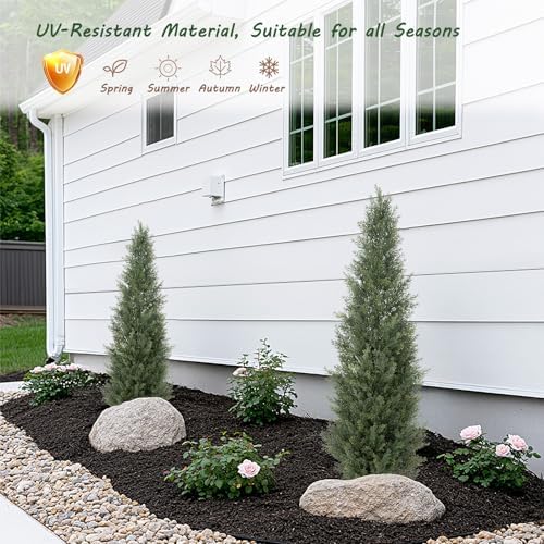 Bellacat 4ft UV Resistant Artificial Topiary Trees Outdoor, 48in Faux Cedar Tree with Full & Realistic Leaves, Fake Cypress Tree for Front Door Proch Patio Deck Balcony Yard Decor 2Pack
