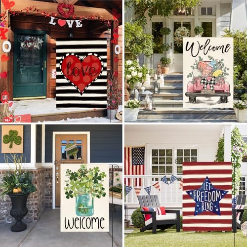 AVOIN colorlife Set of 12 Seasonal Holiday Garden Flags 12x18 Inch