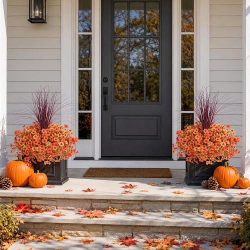 INSPRING Fall Artificial Mums for Outdoors 12 Pcs, UV Resistant Fall Flower