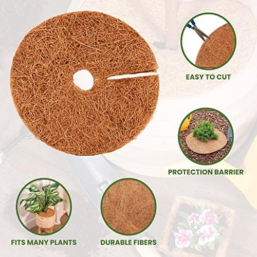 Envelor 20 pcs Coconut Fibers Mulch Ring 24 Inches Tree Protector Mat Coconut Mulch Cover Natural Coconut Fiber Weed Control Rings, Tree Ring Plant Cover for Indoor Outdoor Plants, Pot, Landscaping
