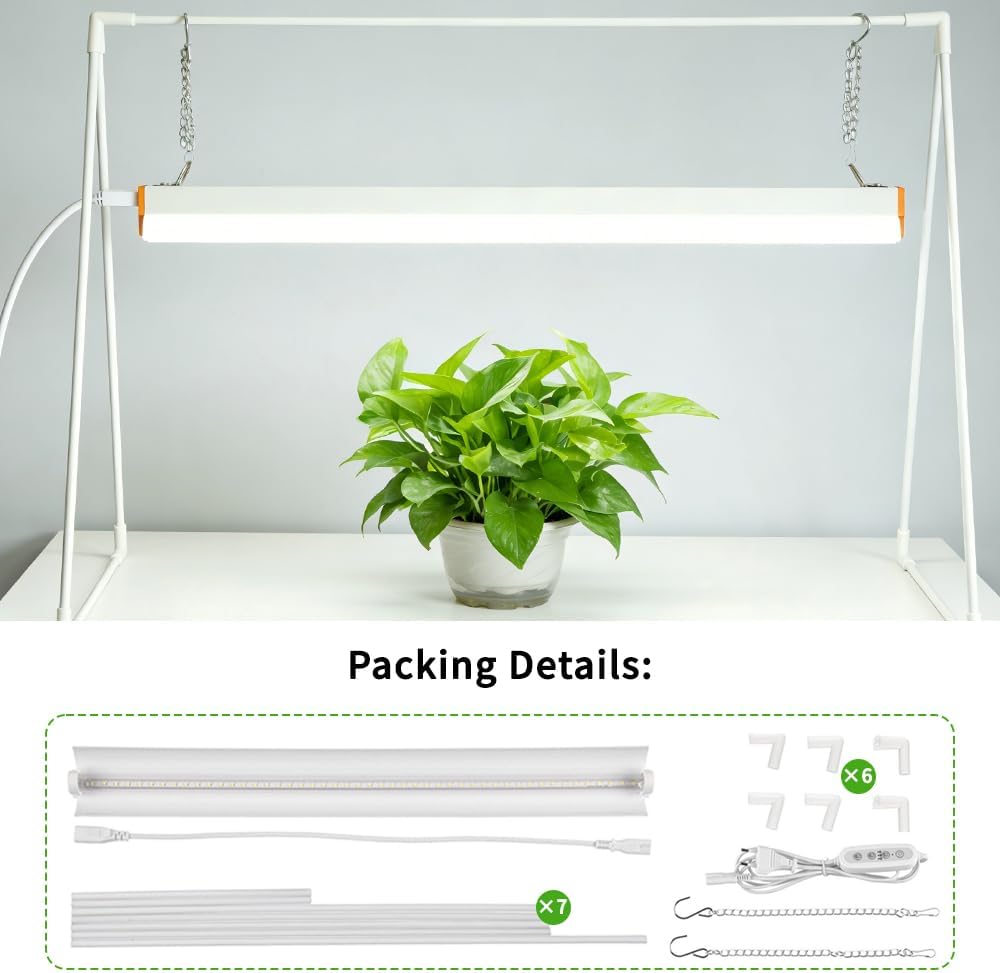 10W Grow Light Stand Kit for Indoor Plants, 2ft Plant Grow Rack with Full Spectrum, Enhanced Red Light for Flowering