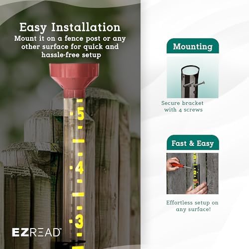 Headwind EZRead 26” Giant Professional Outdoor rain Gauge, USA Made Heavy Duty All Weather Freeze Proof mountable with Float, Red (820-0006)