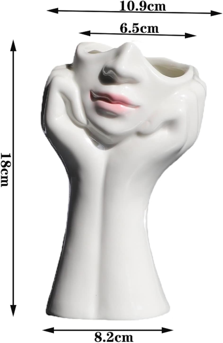 Female Head Face Vase, Ceramic Plant Pots, Flower Planter Figurines Statue Table Centerpieces Sculpture for Wedding