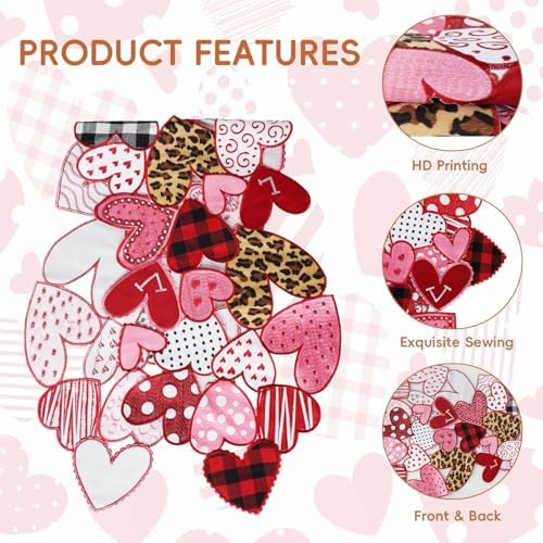 Valentines Day Table Runner 36 Inches Long Embroidered Heart Decor