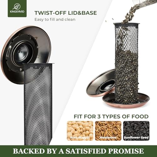 Kingsyard Wild Bird Feeders for Outdoors Hanging, All Metal