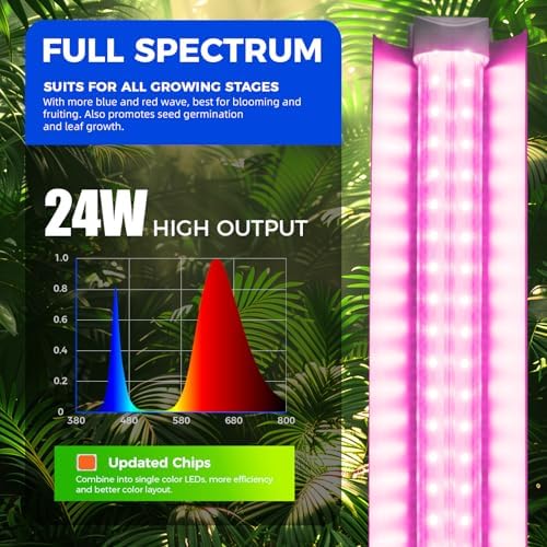 Barrina T8 LED Grow Light, 2FT Full Spectrum Plant Lights, Pink, 6 Packs