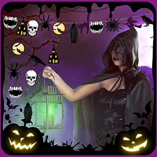 Jetec 30 Pcs Halloween Wood Ornaments Gothic Halloween Tree Decorations